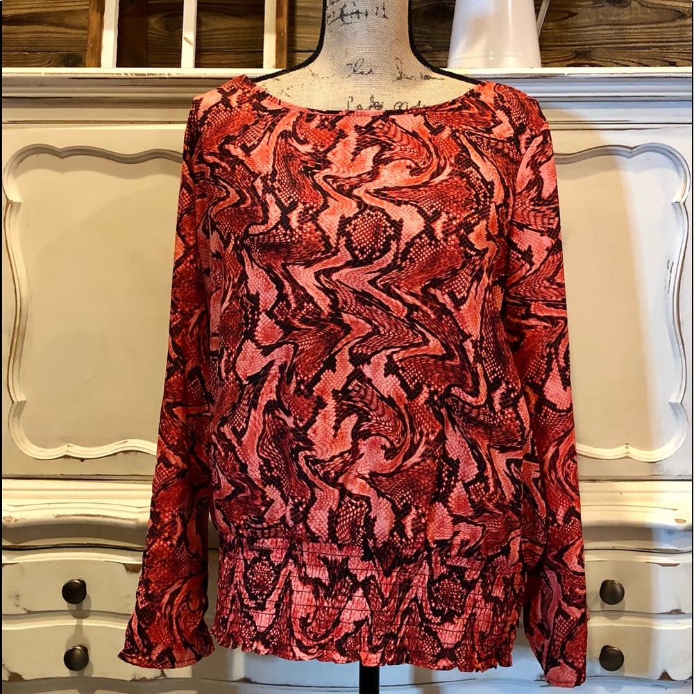 Michael Kors Hot Coral Snake Print Top NWT